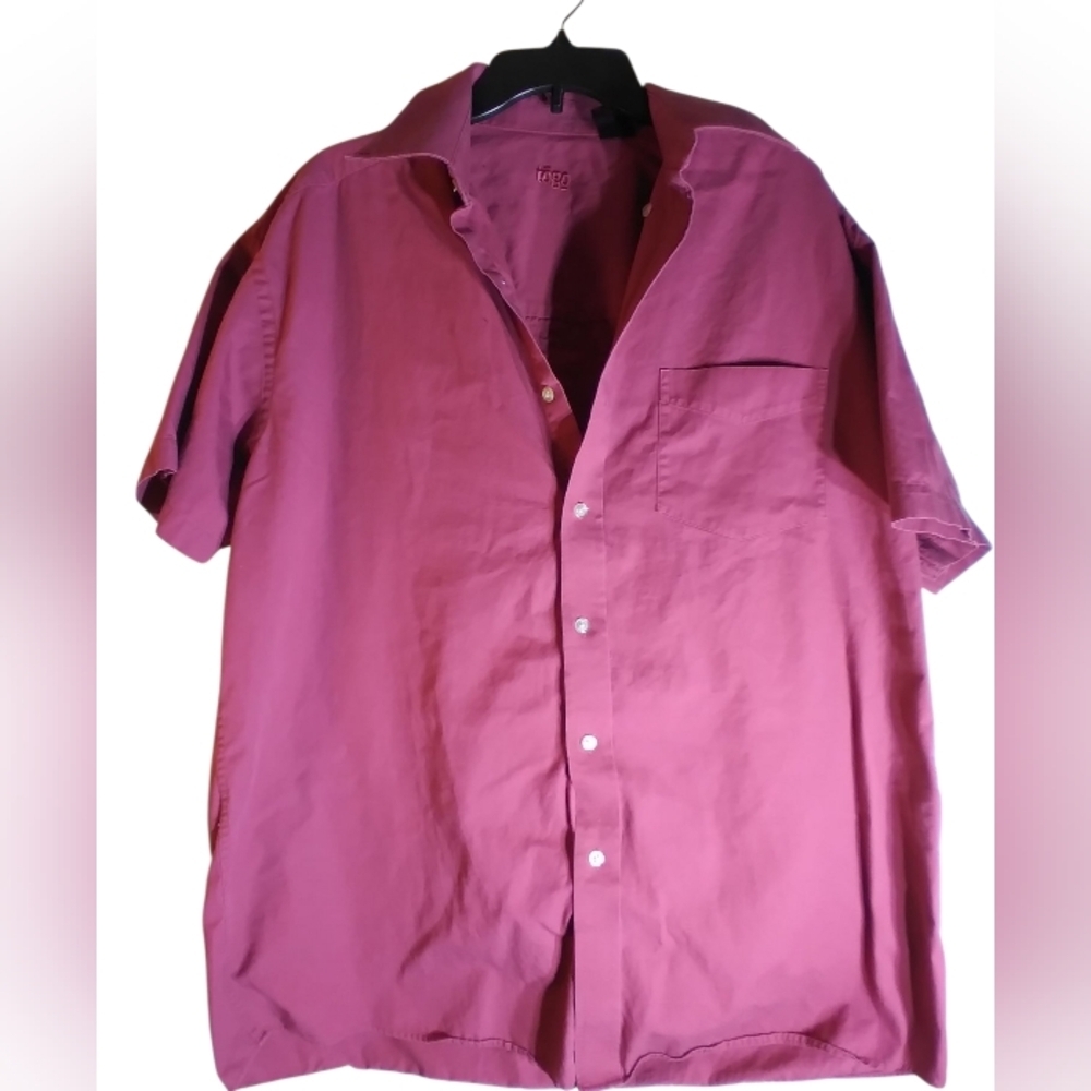 Togo Mens Cotton Maroon Button Down Shirt Size Large Office Event Vacation Trip